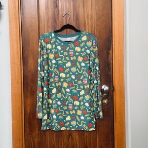 Little Sleepies Men’s Pajama Top w/ Pasta Patterns Matching Long Sleeve Shirt M